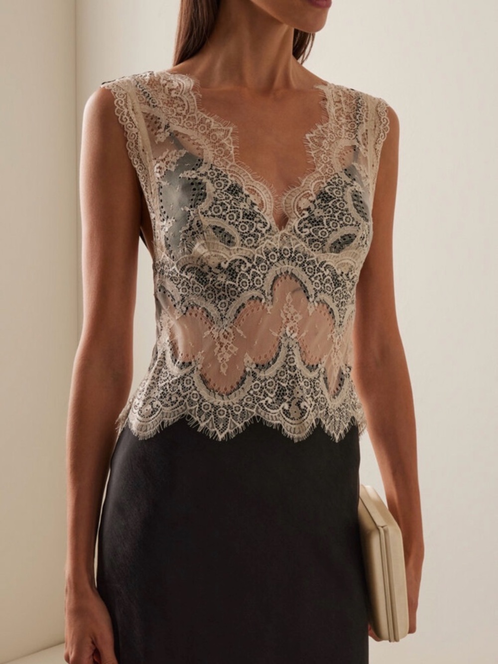 Third Form Scalloped Lace V-Neck Maxi Dress in Ivory